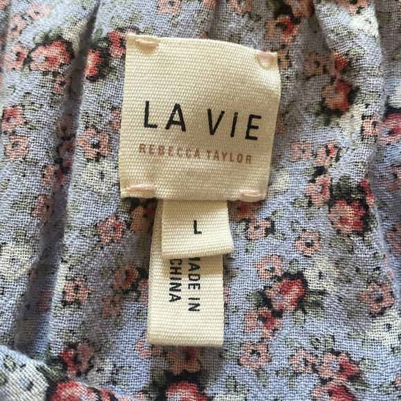 Rebecca Taylor La Vie Floral Ruffle Cotton Blouse - Picture 2 of 10